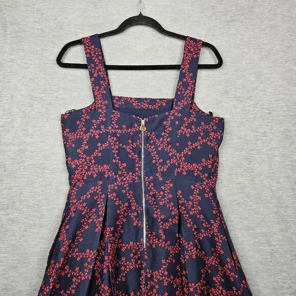 Draper James Clover Vines Nassau Navy Multi color printed Dress Size 8 - Picture 5 of 14